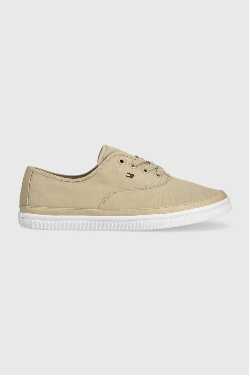 Tommy Hilfiger Teniske ESSENTIAL KESHA LACE SNEAKER ženske bež barva FW0FW06955 - Pepit.si