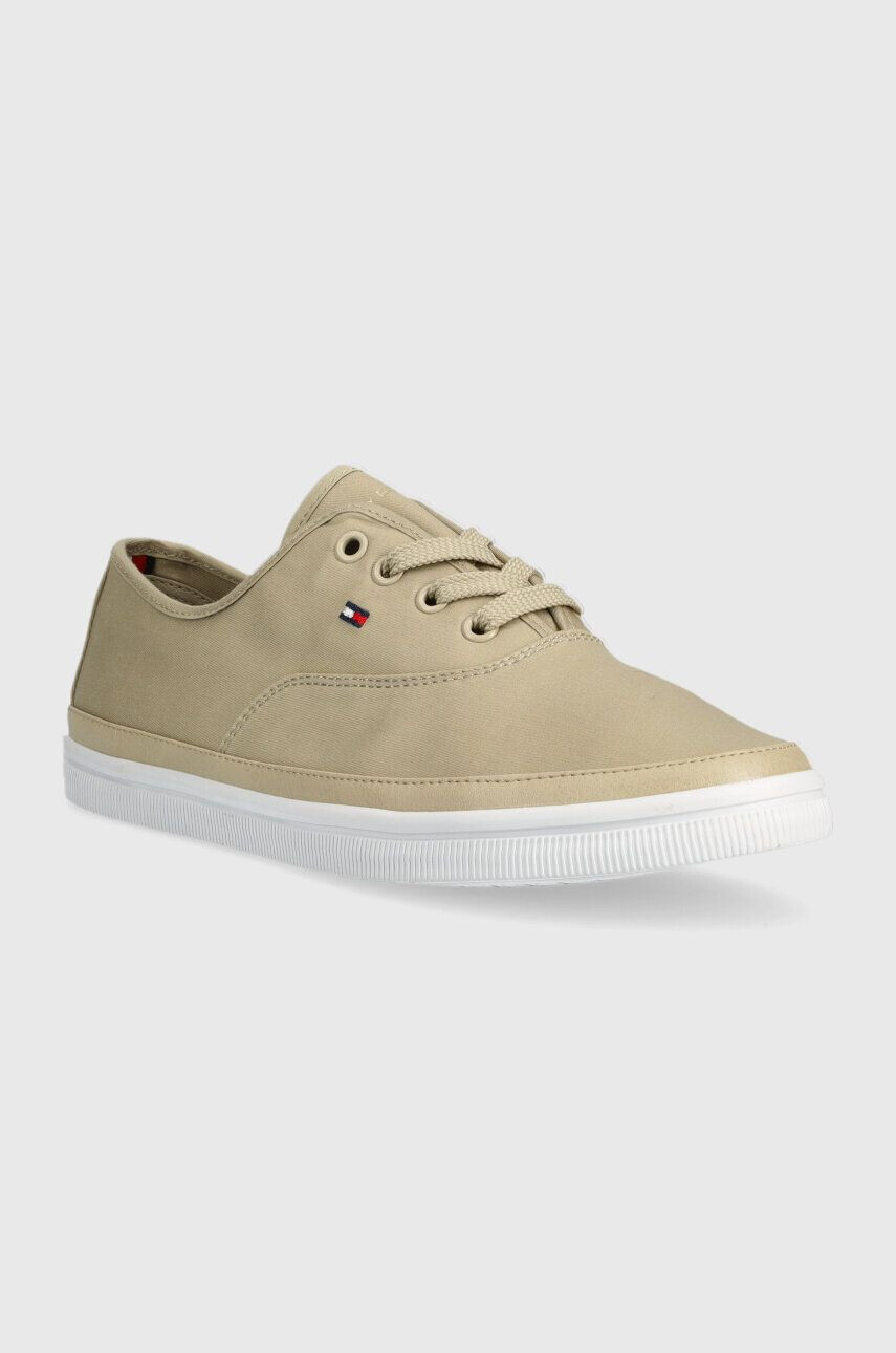 Tommy Hilfiger Teniske ESSENTIAL KESHA LACE SNEAKER ženske bež barva FW0FW06955 - Pepit.si