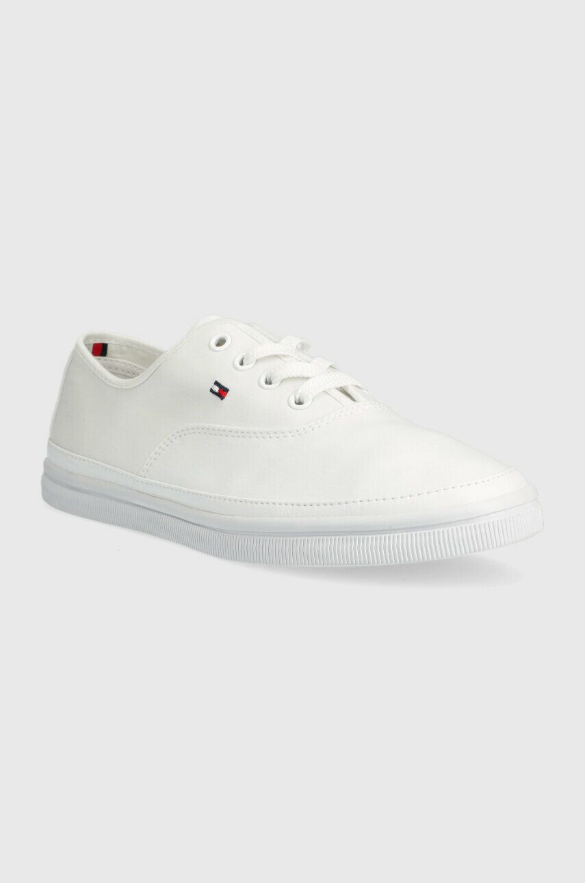 Tommy Hilfiger Teniske ESSENTIAL KESHA LACE SNEAKER ženske bela barva FW0FW06955 - Pepit.si