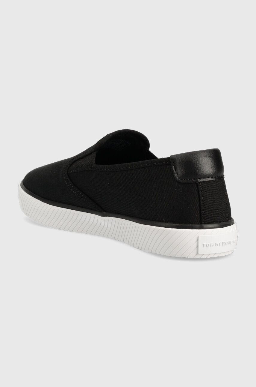 Tommy Hilfiger Teniske ESSENTIAL SLIP-ON SNEAKER BL ženske črna barva FW0FW07249 - Pepit.si