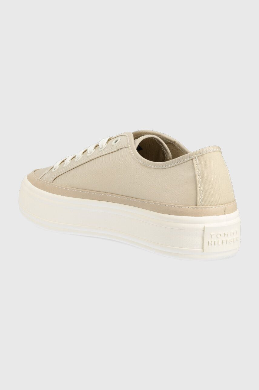 Tommy Hilfiger Teniske ESSENTIAL VULC CANVAS ženske bež barva FW0FW07459 - Pepit.si