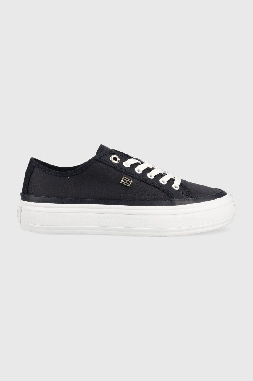 Tommy Hilfiger Teniske ESSENTIAL VULC CANVAS ženske mornarsko modra barva FW0FW07459 - Pepit.si