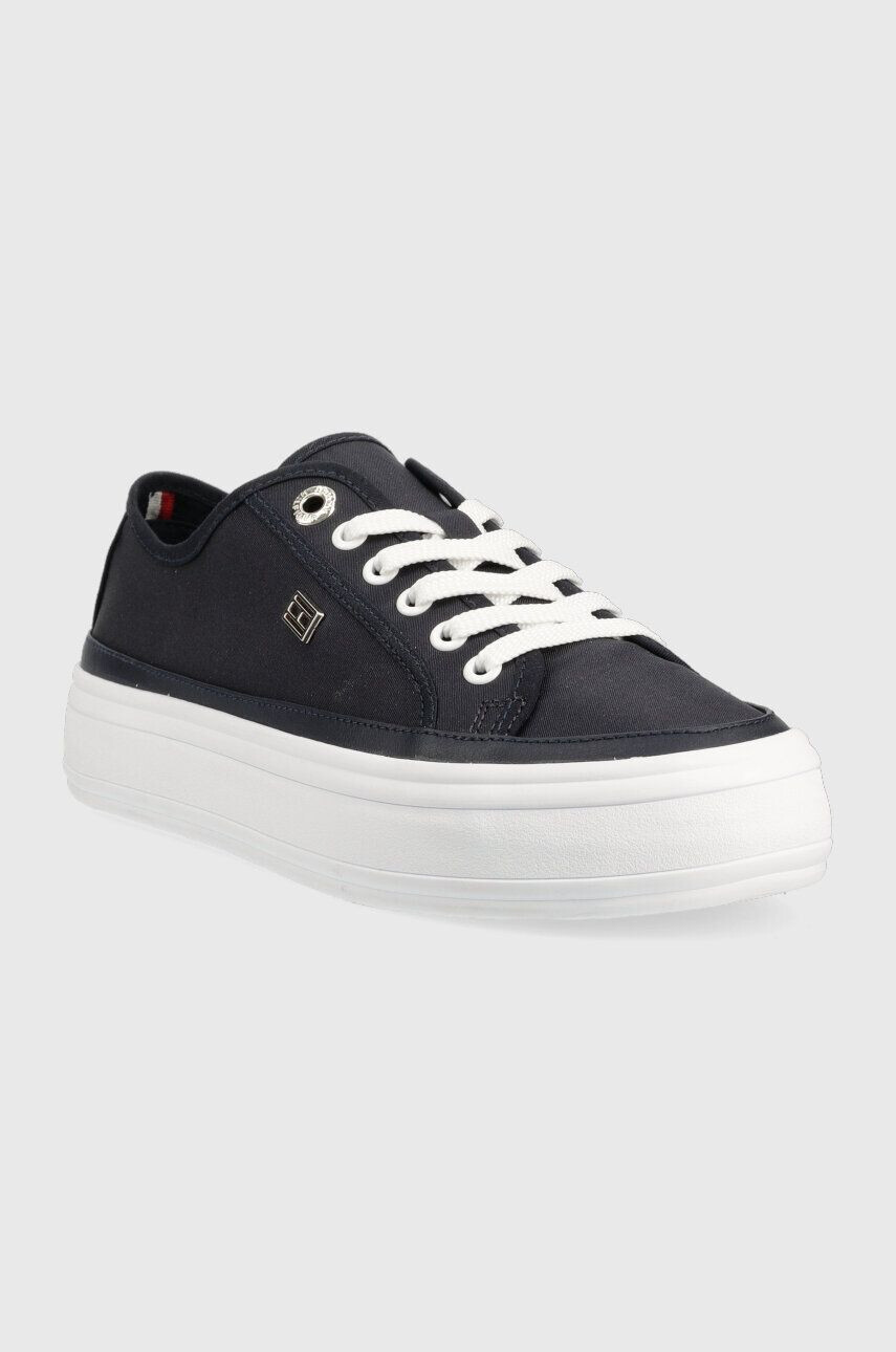 Tommy Hilfiger Teniske ESSENTIAL VULC CANVAS ženske mornarsko modra barva FW0FW07459 - Pepit.si