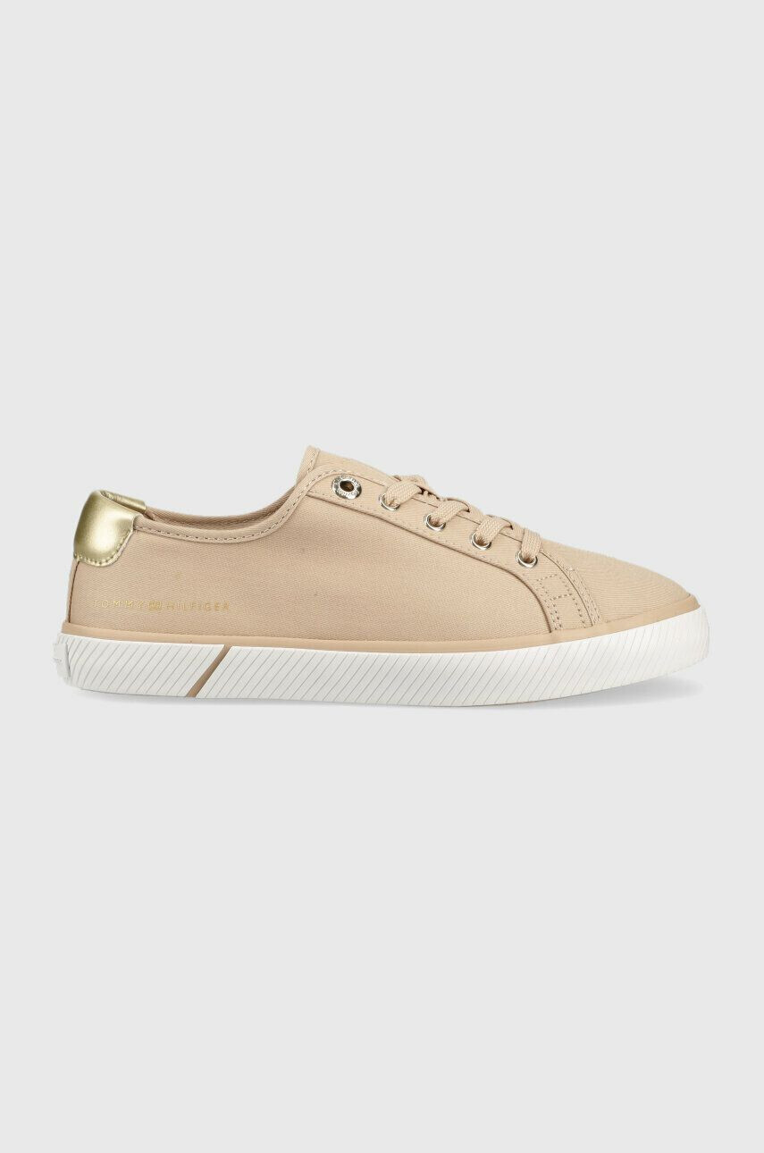 Tommy Hilfiger Teniske LACE UP VULC SNEAKER ženske bež barva FW0FW06957 - Pepit.si