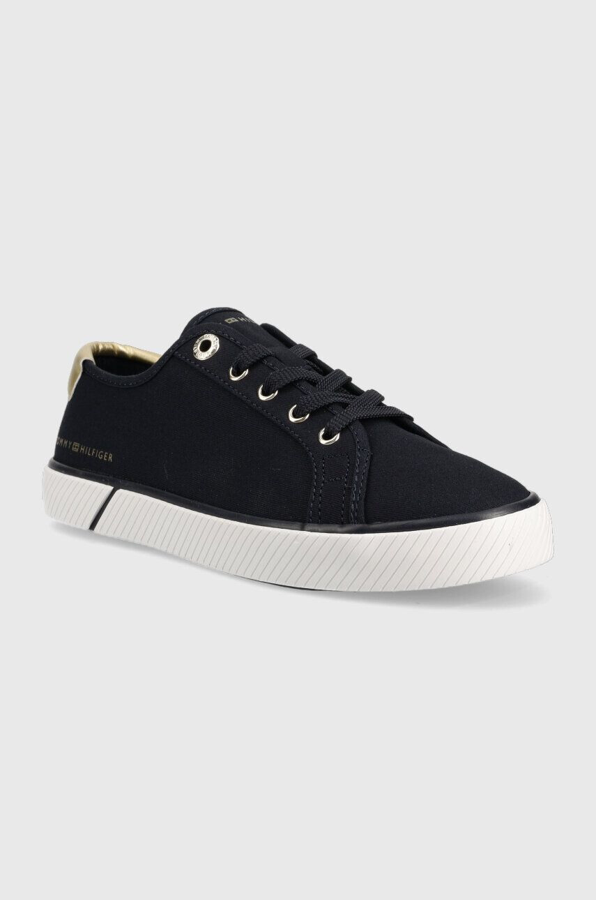 Tommy Hilfiger Teniske LACE UP VULC SNEAKER ženske mornarsko modra barva FW0FW06957 - Pepit.si