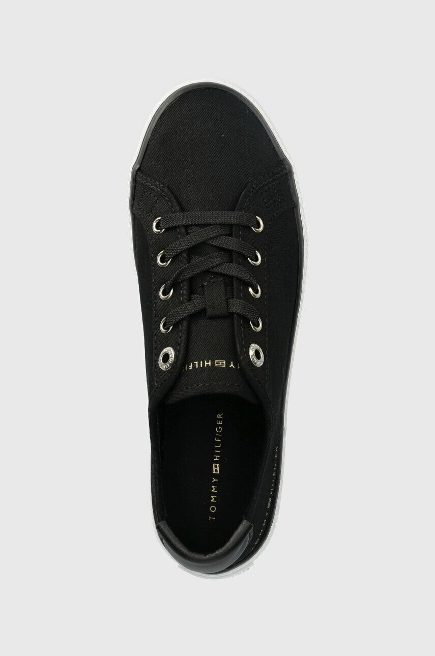 Tommy Hilfiger Teniske LACE UP VULC SNEAKER BL ženske črna barva FW0FW07248 - Pepit.si