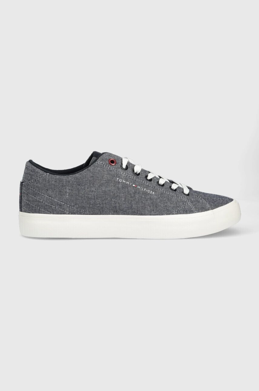 Tommy Hilfiger Teniske TH HI VULC CORE LOW CHAMBRAY mornarsko modra barva FM0FM04738 - Pepit.si