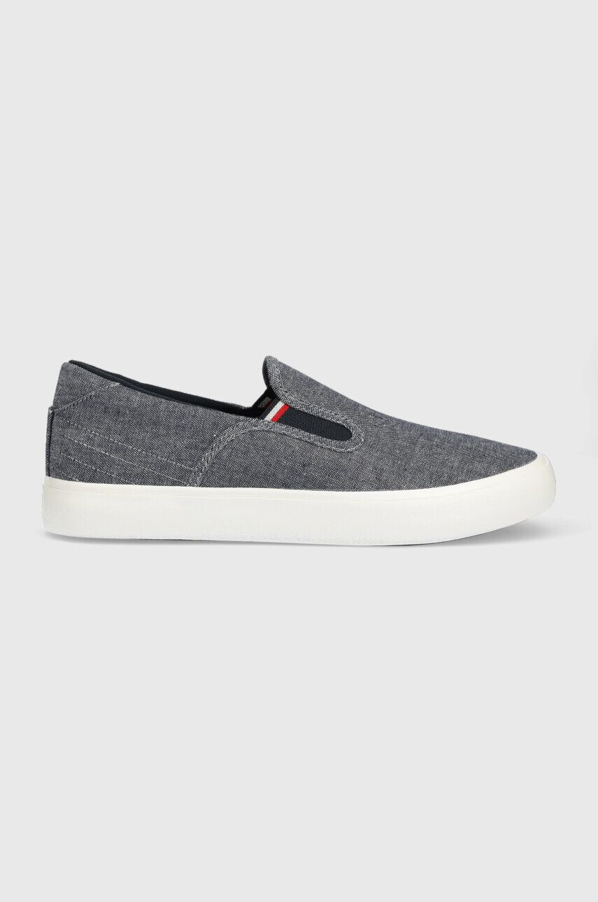 Tommy Hilfiger Teniske TH HI VULC CORE LOW SLIP ON moške mornarsko modra barva - Pepit.si