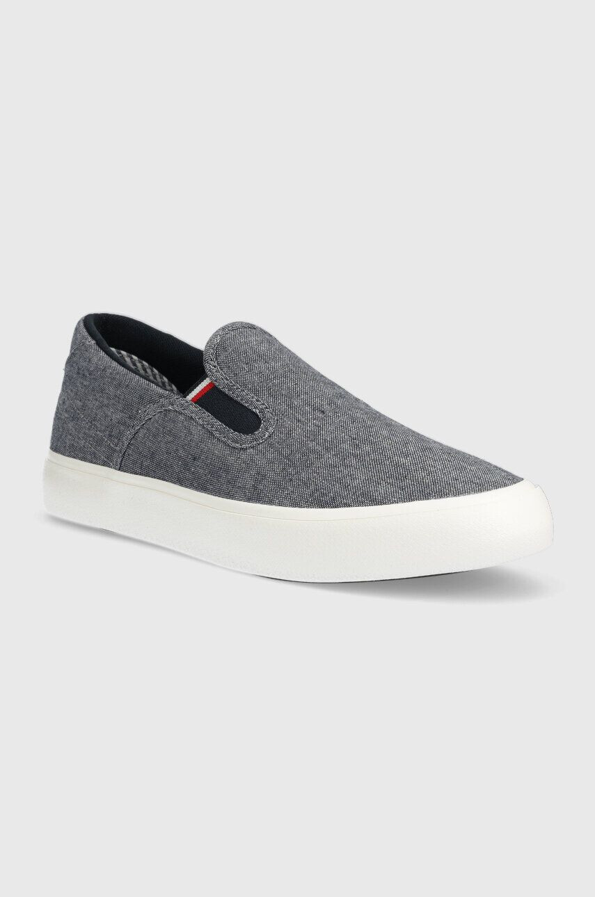 Tommy Hilfiger Teniske TH HI VULC CORE LOW SLIP ON moške mornarsko modra barva - Pepit.si