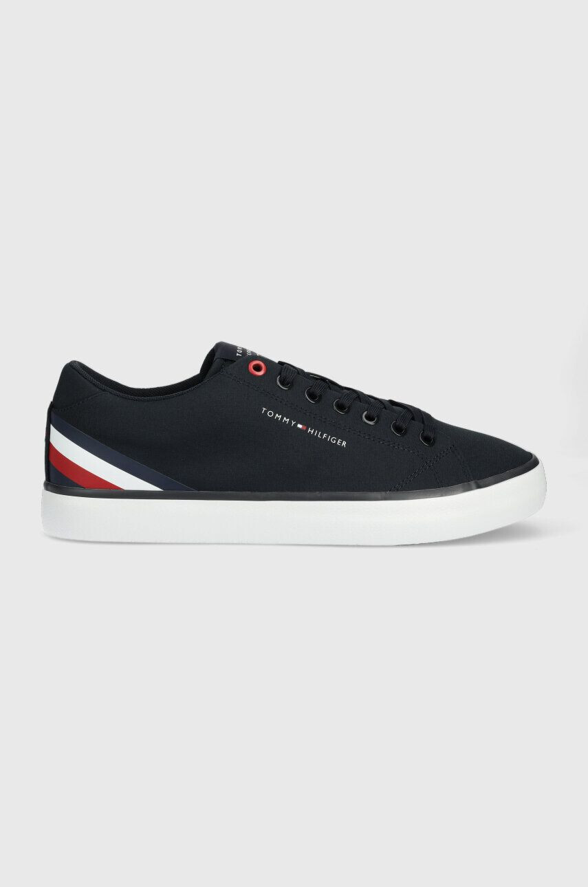 Tommy Hilfiger Teniske TH HI VULC CORE LOW STRIPES mornarsko modra barva FM0FM04735 - Pepit.si