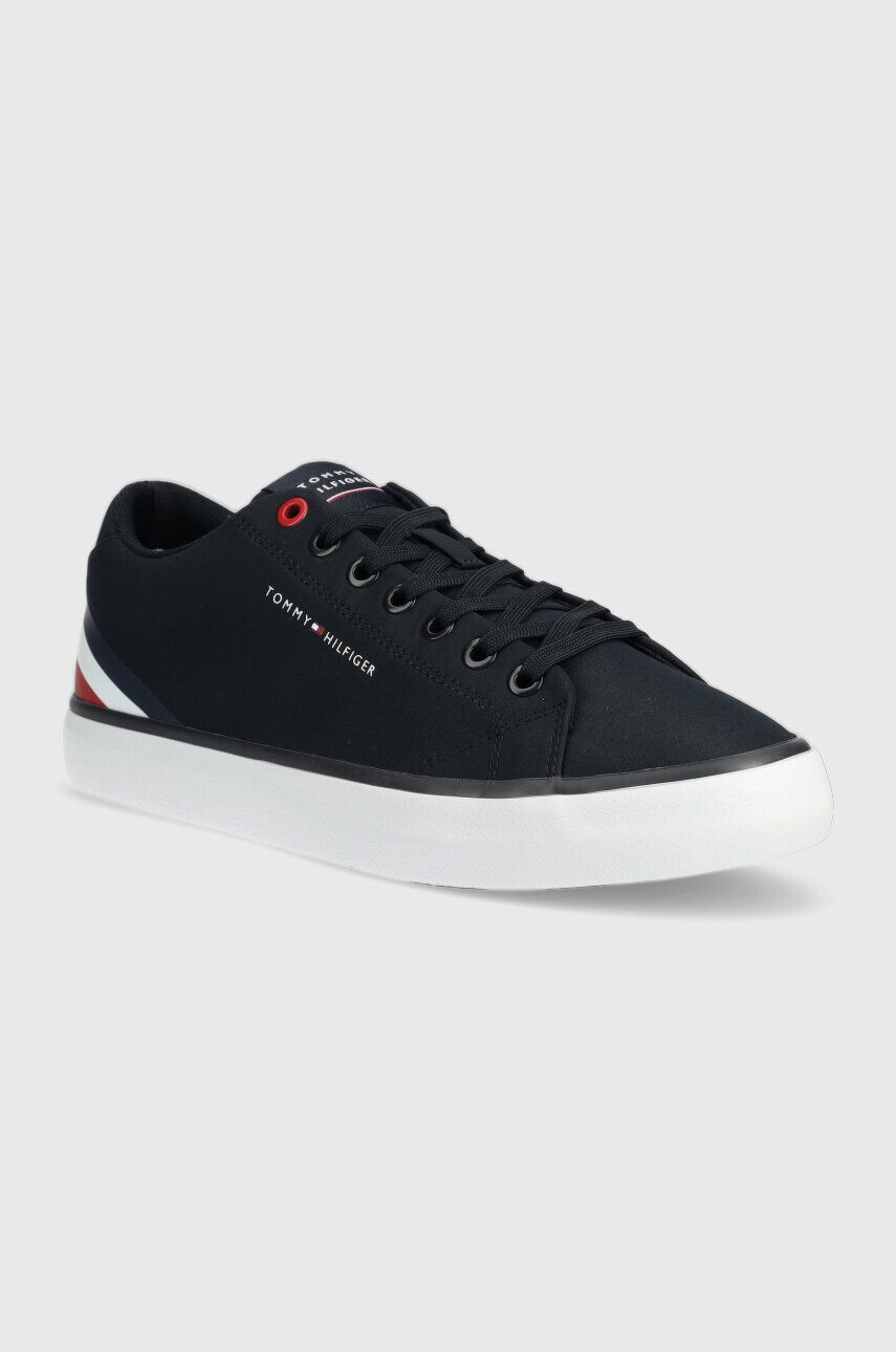 Tommy Hilfiger Teniske TH HI VULC CORE LOW STRIPES mornarsko modra barva FM0FM04735 - Pepit.si