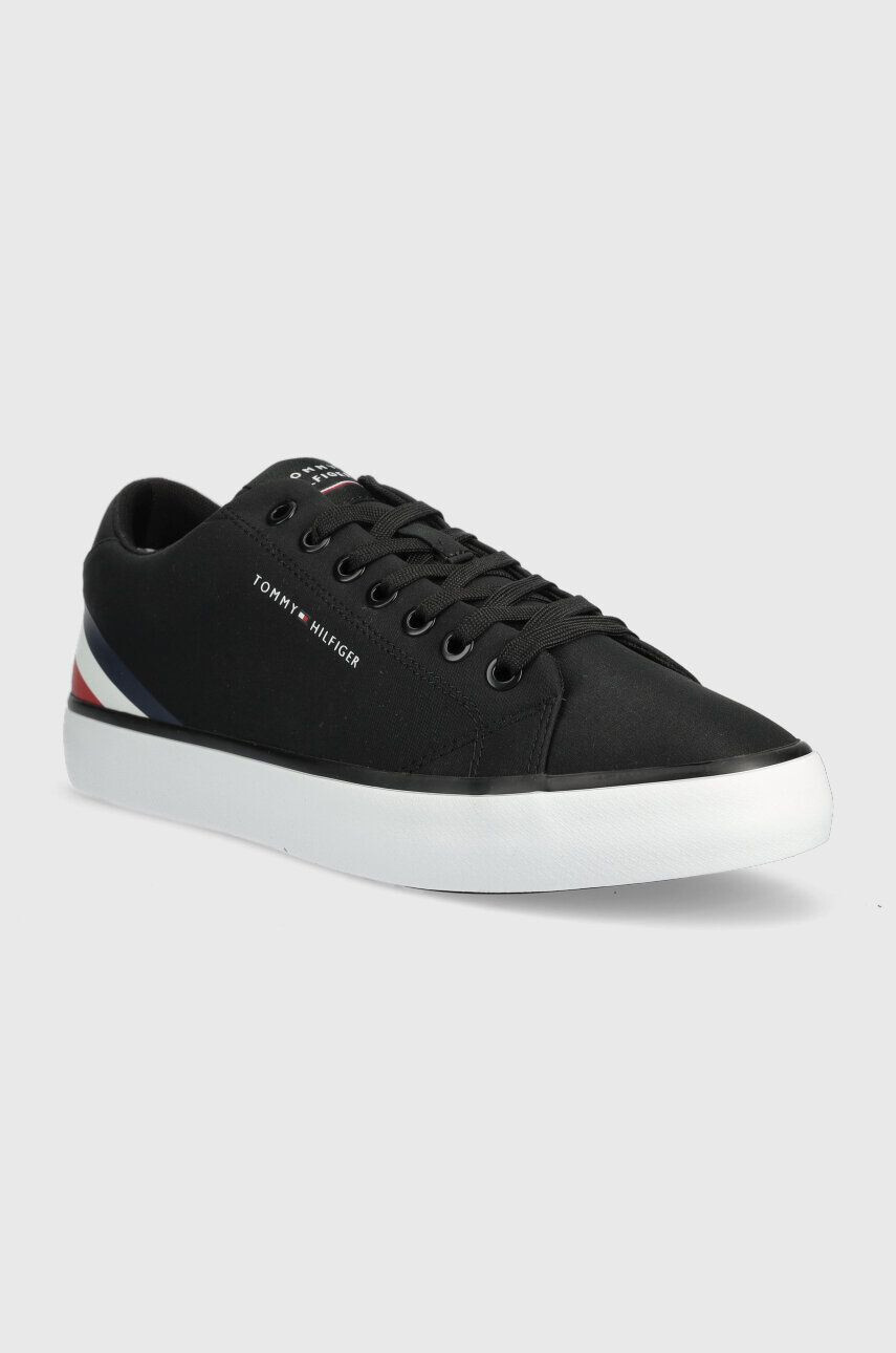 Tommy Hilfiger Teniske TH HI VULC CORE LOW STRIPES črna barva FM0FM04735 - Pepit.si