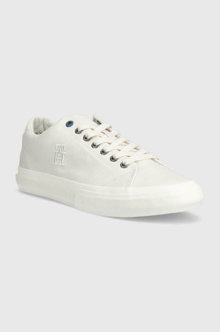 Tommy Hilfiger Teniske TH HI VULC STREET LOW VEG DYES moške bela barva FM0FM04422 - Pepit.si