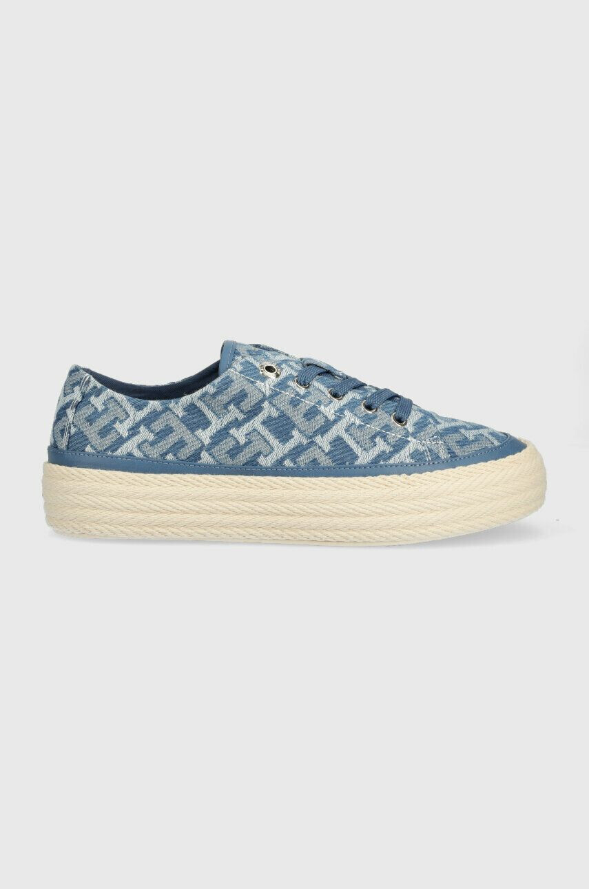 Tommy Hilfiger Teniske VULC ROPE MONOGRAM DENIM ženske FW0FW07112 - Pepit.si