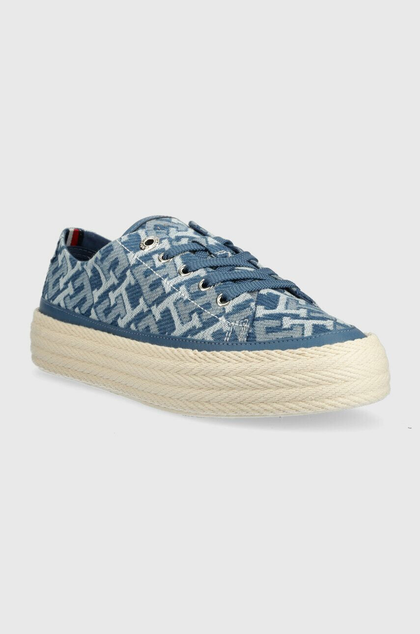 Tommy Hilfiger Teniske VULC ROPE MONOGRAM DENIM ženske FW0FW07112 - Pepit.si