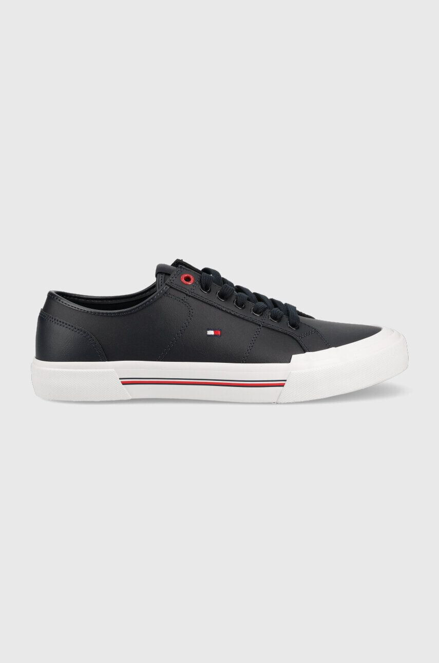 Tommy Hilfiger Usnjene teniske CORE CORPORATE VULC LEATHER moške mornarsko modra barva FM0FM04561 - Pepit.si