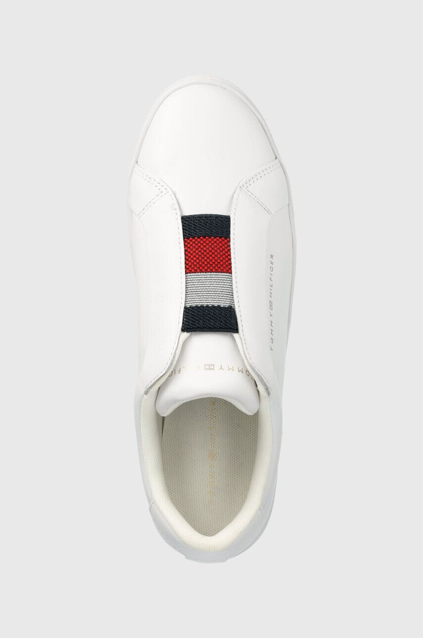 Tommy Hilfiger Usnjene teniske ELASTIC SLIP ON SNEAKER ženske bela barva FW0FW07032 - Pepit.si