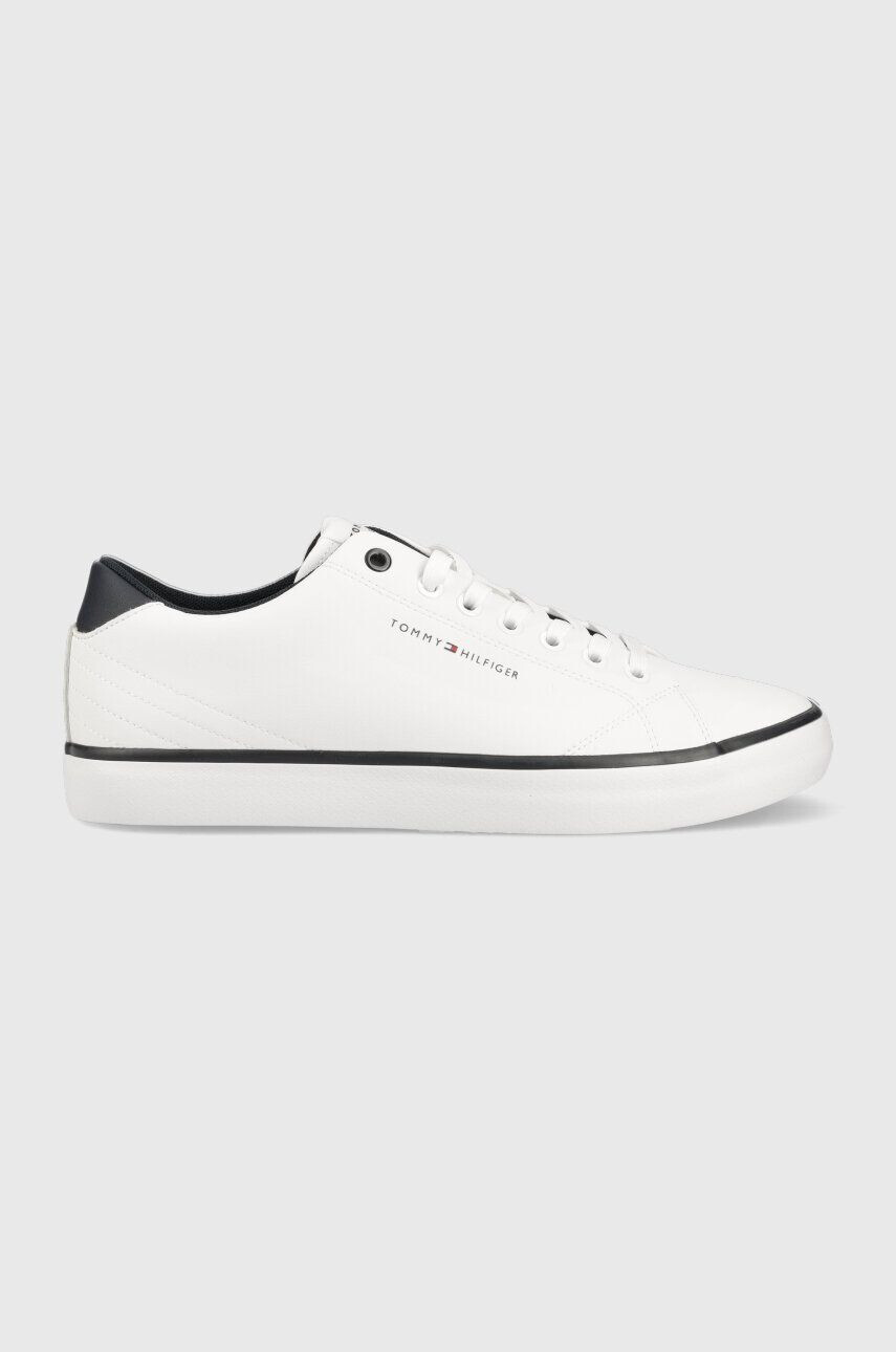 Tommy Hilfiger Usnjene teniske TH HI VULC CORE LOW LEATHER bela barva FM0FM04731 - Pepit.si