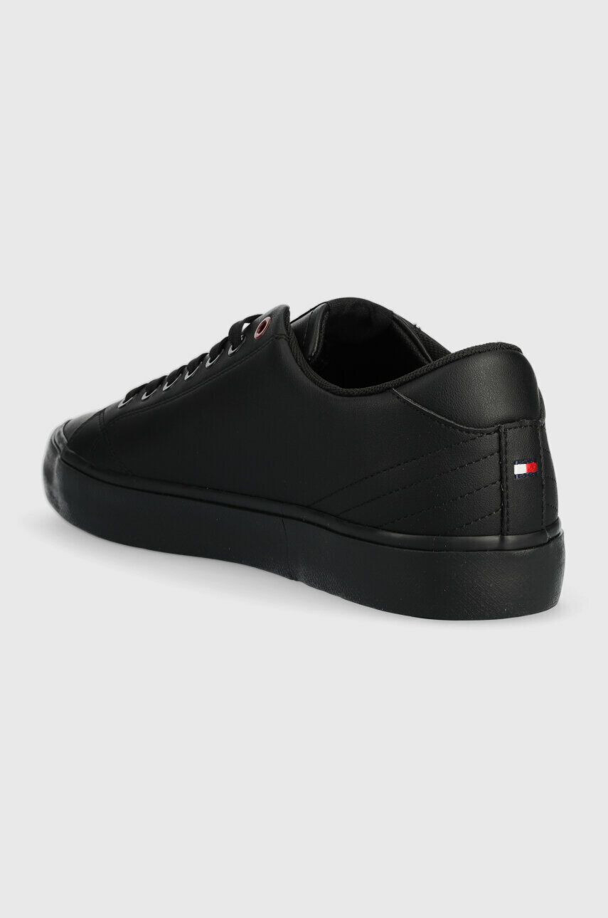 Tommy Hilfiger Usnjene teniske TH HI VULC CORE LOW LEATHER črna barva FM0FM04731 - Pepit.si