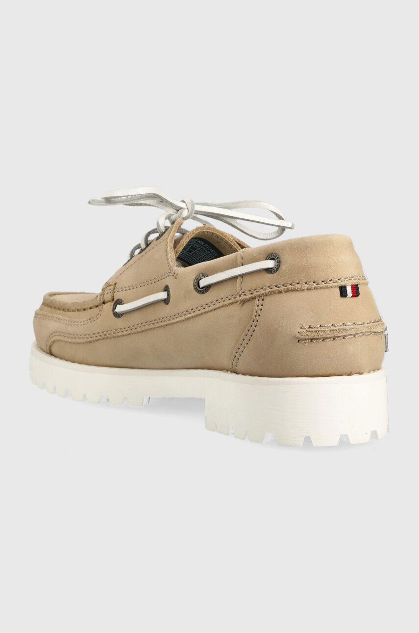 Tommy Hilfiger Usnjeni mokasini PREMIUM CLEATED W BOAT SHOE ženski bež barva FW0FW07128 - Pepit.si