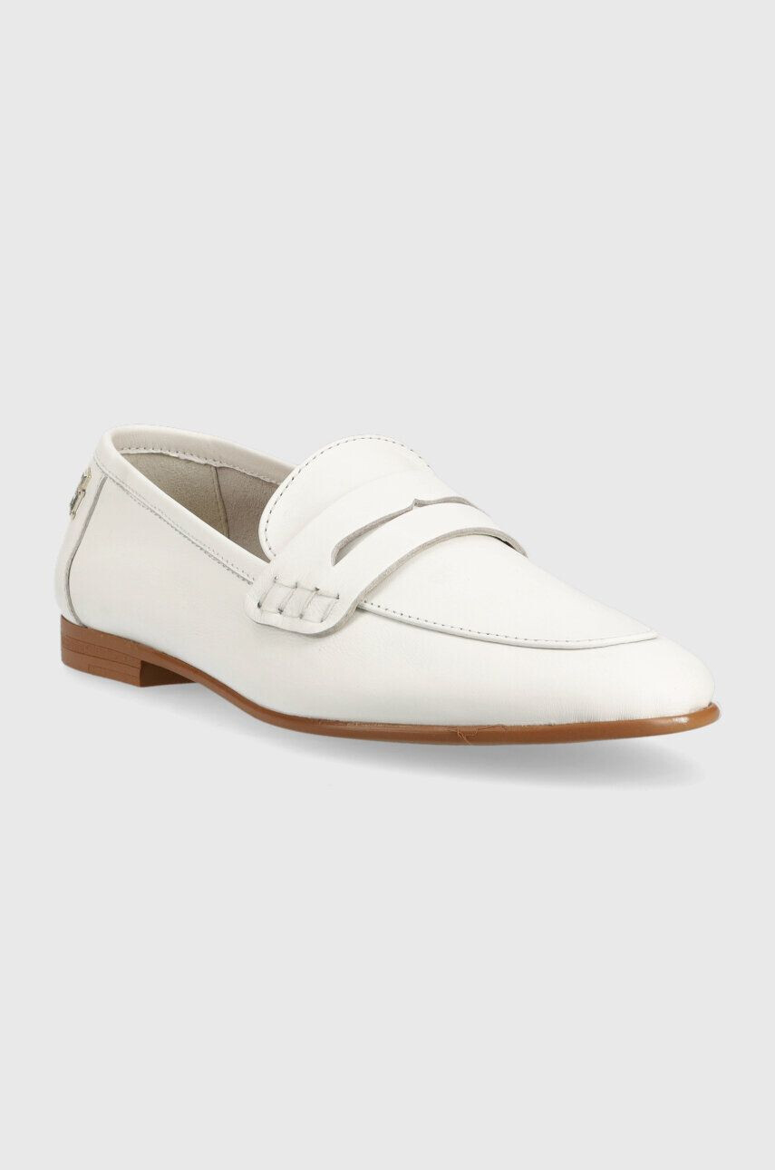 Tommy Hilfiger Usnjeni mokasini TH LOAFER ženski bela barva FW0FW06991 - Pepit.si