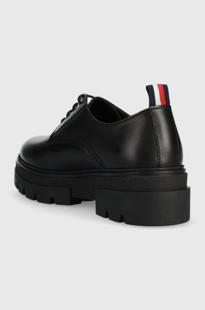 Tommy Hilfiger Usnjeni polškornji Leather Lace Up Shoe ženski črna barva - Pepit.si