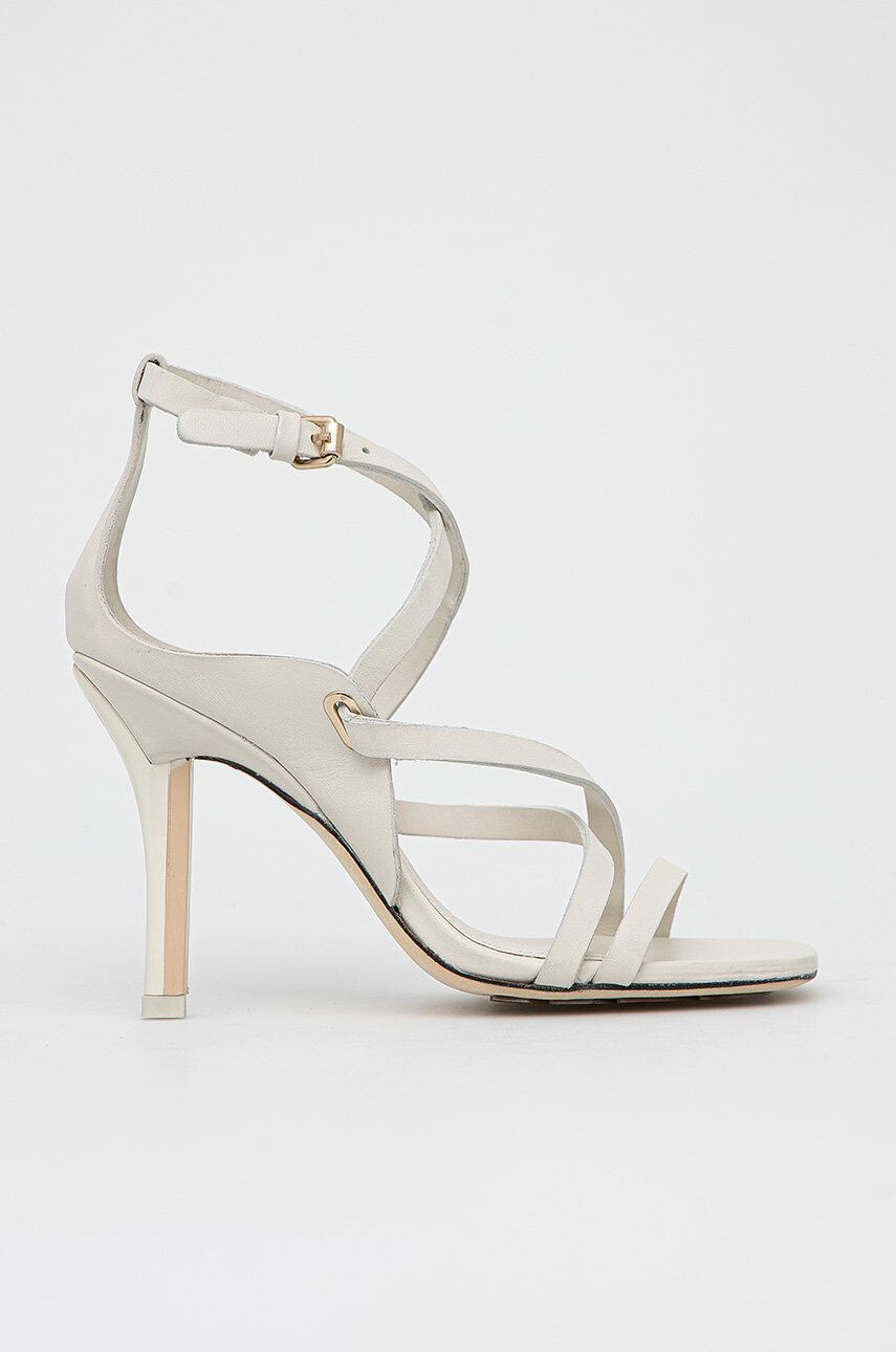 Tommy Hilfiger Usnjeni sandali Elevated Th High Heel bela barva - Pepit.si