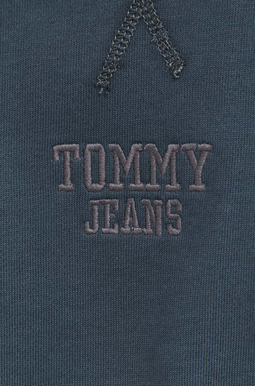 Tommy Jeans Bombažen pulover ženska zelena barva s kapuco - Pepit.si