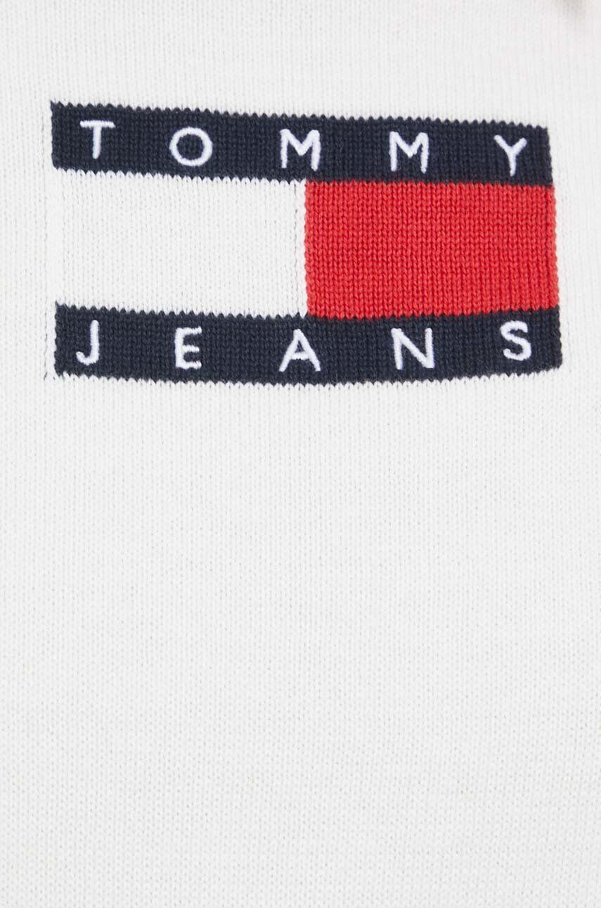 Tommy Jeans Bombažen pulover bela barva - Pepit.si