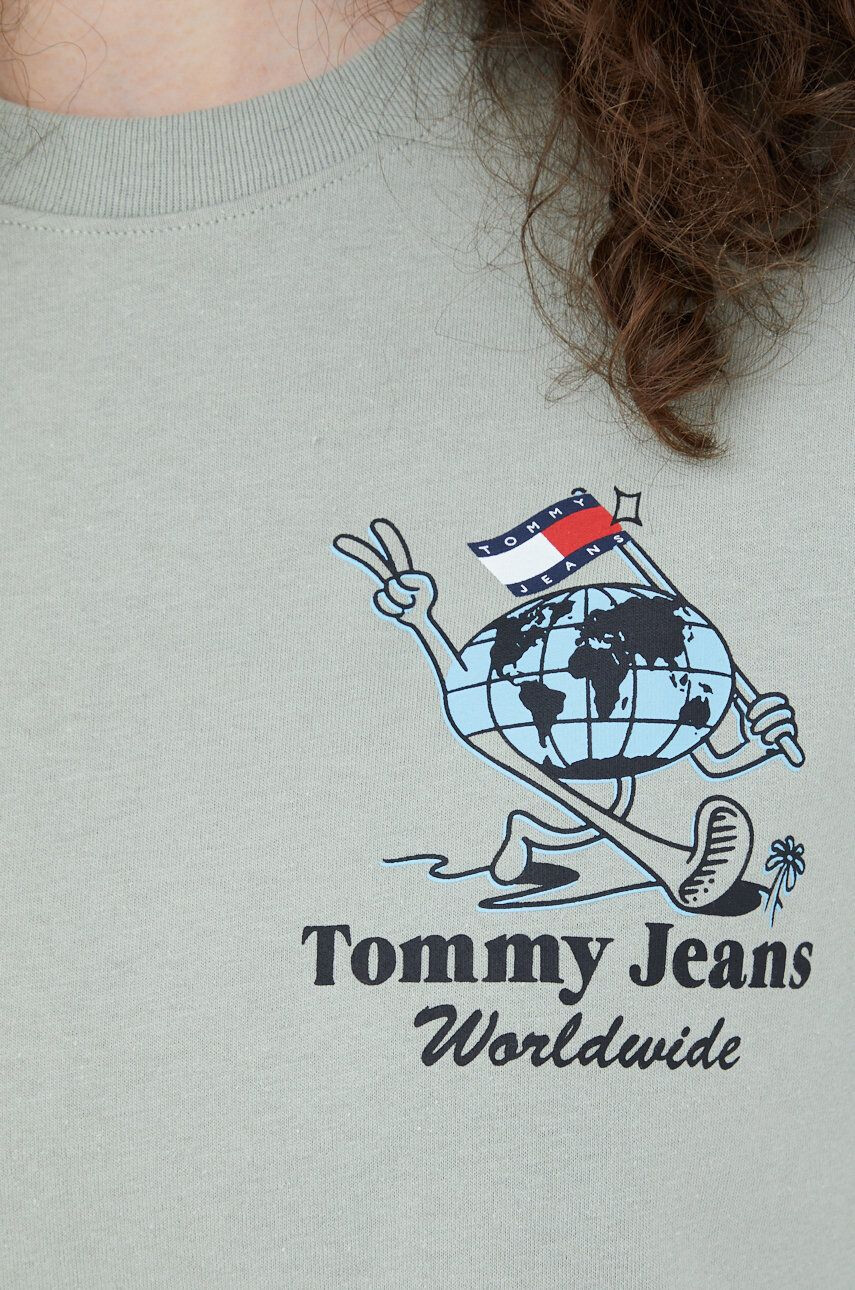 Tommy Jeans Bombažen t-shirt zelena barva - Pepit.si