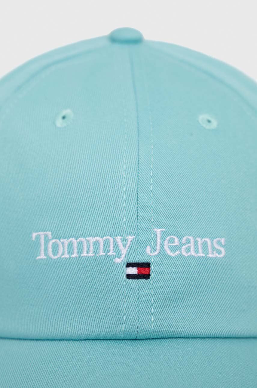 Tommy Jeans Bombažna bejzbolska kapa turkizna barva - Pepit.si