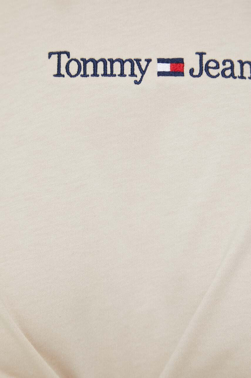 Tommy Jeans Bombažna kratka majica bež barva - Pepit.si