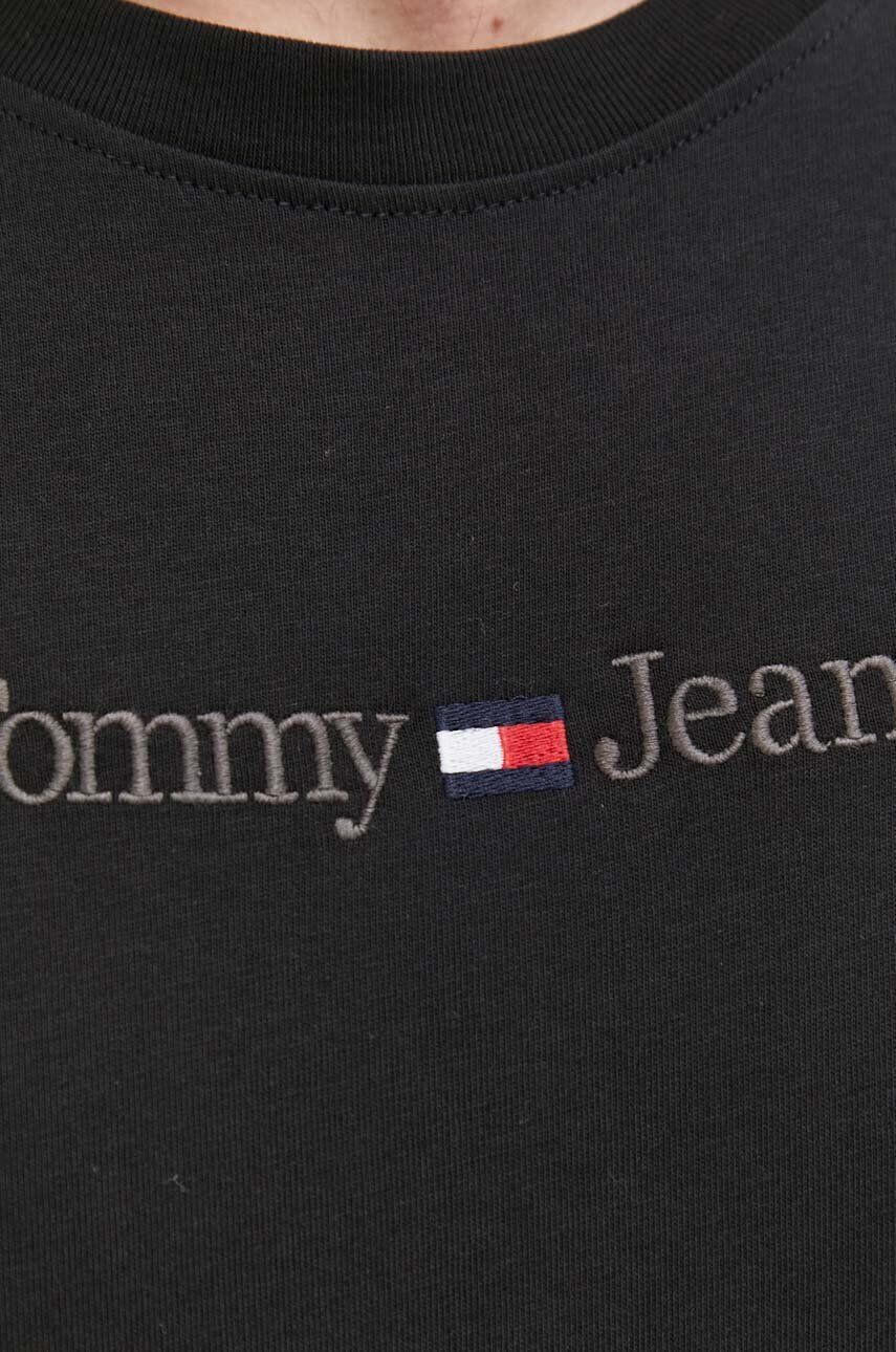 Tommy Jeans Bombažna kratka majica črna barva - Pepit.si