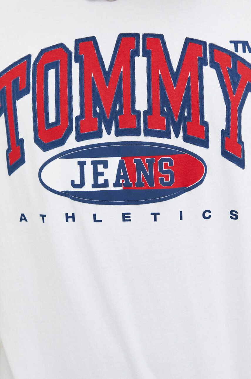 Tommy Jeans Bombažna kratka majica bela barva - Pepit.si