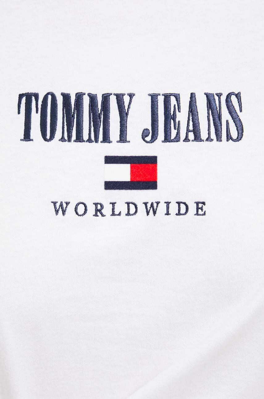 Tommy Jeans Bombažna kratka majica bela barva - Pepit.si