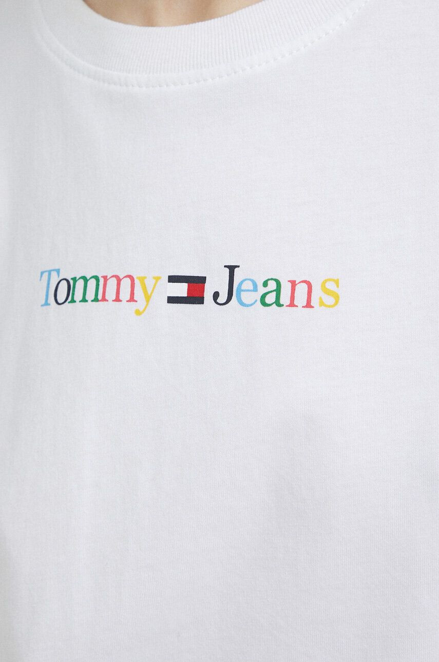 Tommy Jeans Bombažna kratka majica rdeča barva - Pepit.si