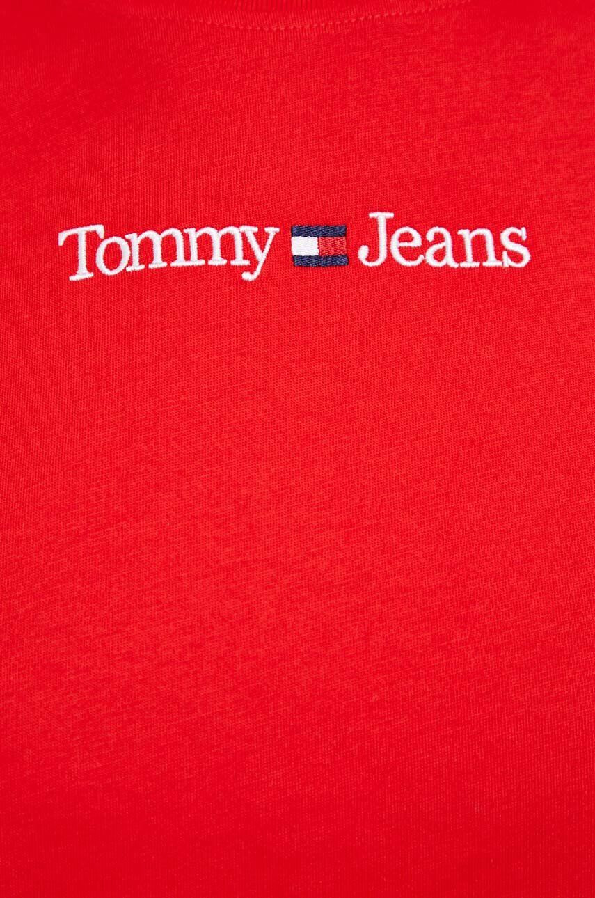 Tommy Jeans Bombažna kratka majica rdeča barva - Pepit.si