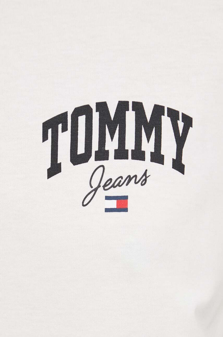 Tommy Jeans Bombažna kratka majica bež barva - Pepit.si