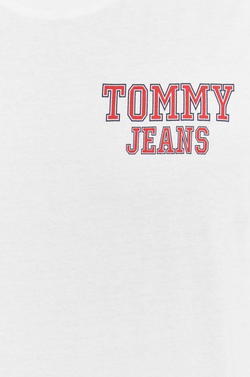 Tommy Jeans Bombažna kratka majica bela barva - Pepit.si