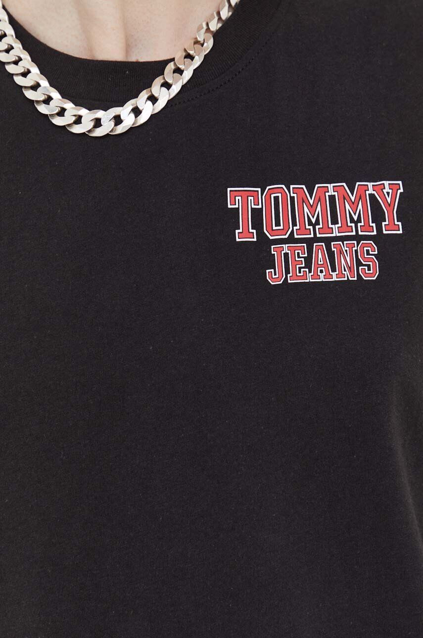 Tommy Jeans Bombažna kratka majica črna barva - Pepit.si