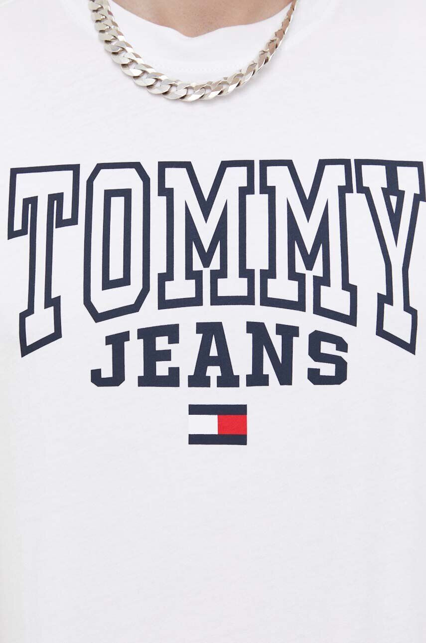 Tommy Jeans Bombažna kratka majica bela barva - Pepit.si