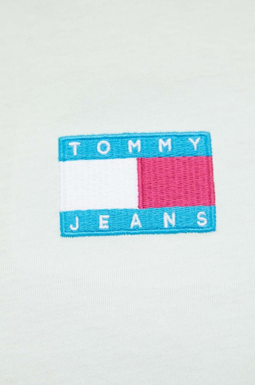 Tommy Jeans Bombažna kratka majica zelena barva - Pepit.si