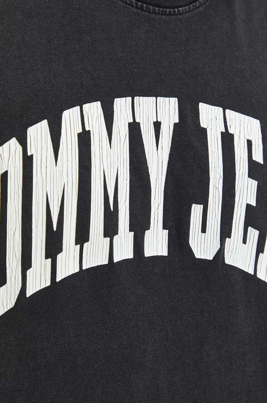 Tommy Jeans Bombažna kratka majica črna barva - Pepit.si