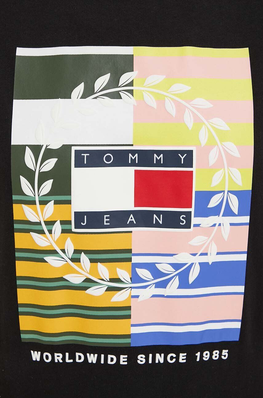 Tommy Jeans Bombažna kratka majica črna barva - Pepit.si