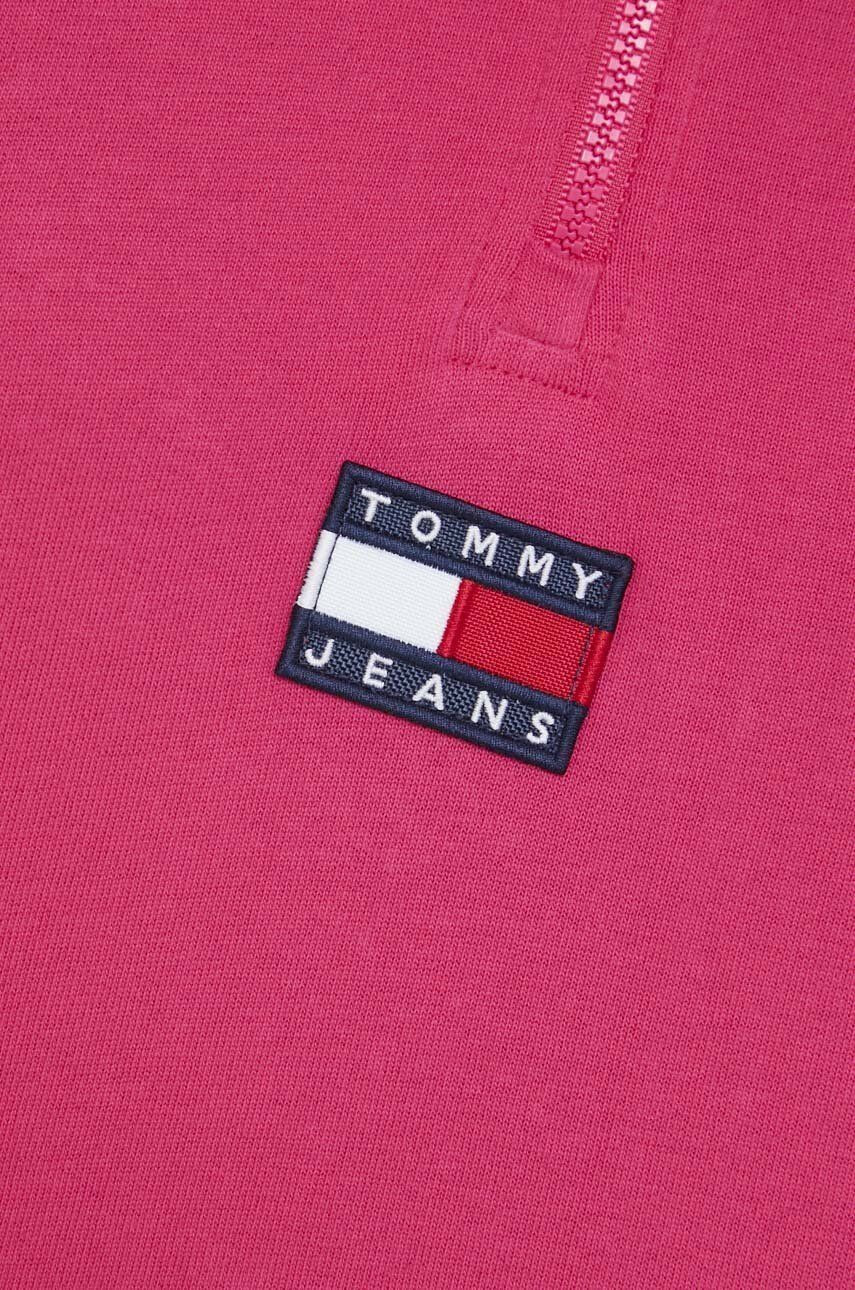 Tommy Jeans Bombažna majica z dolgimi rokavi roza barva - Pepit.si