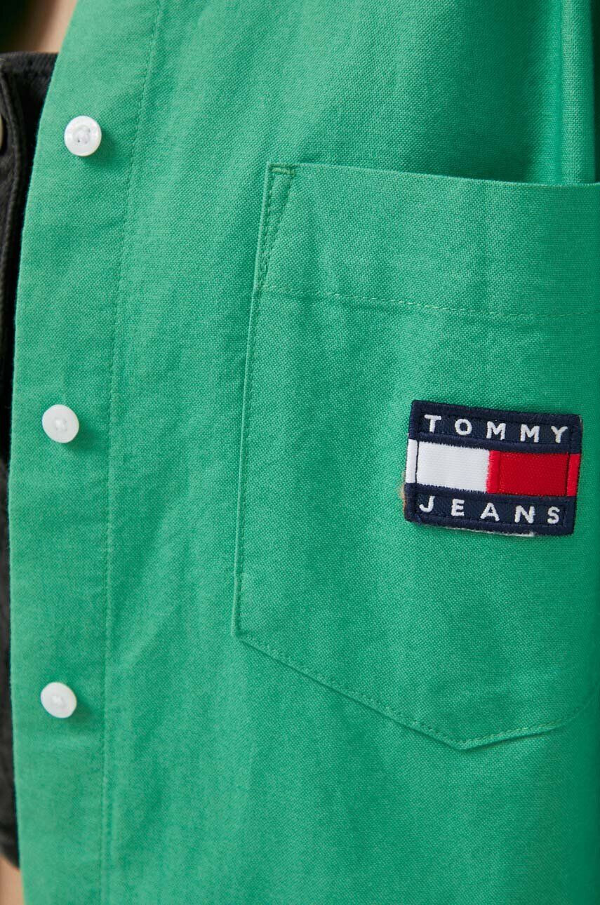 Tommy Jeans Bombažna srajca ženska zelena barva - Pepit.si