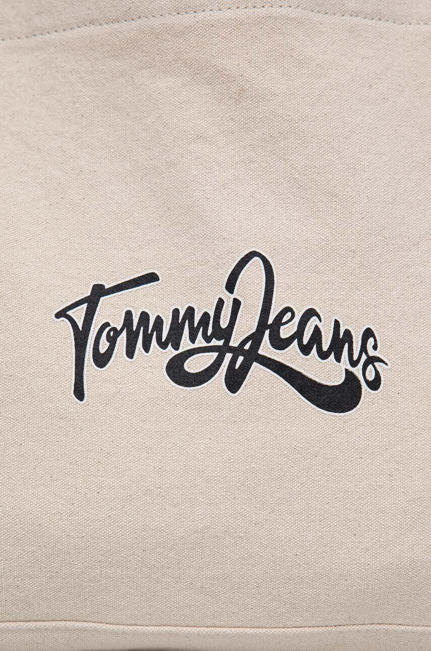 Tommy Jeans Bombažna torba bež barva - Pepit.si