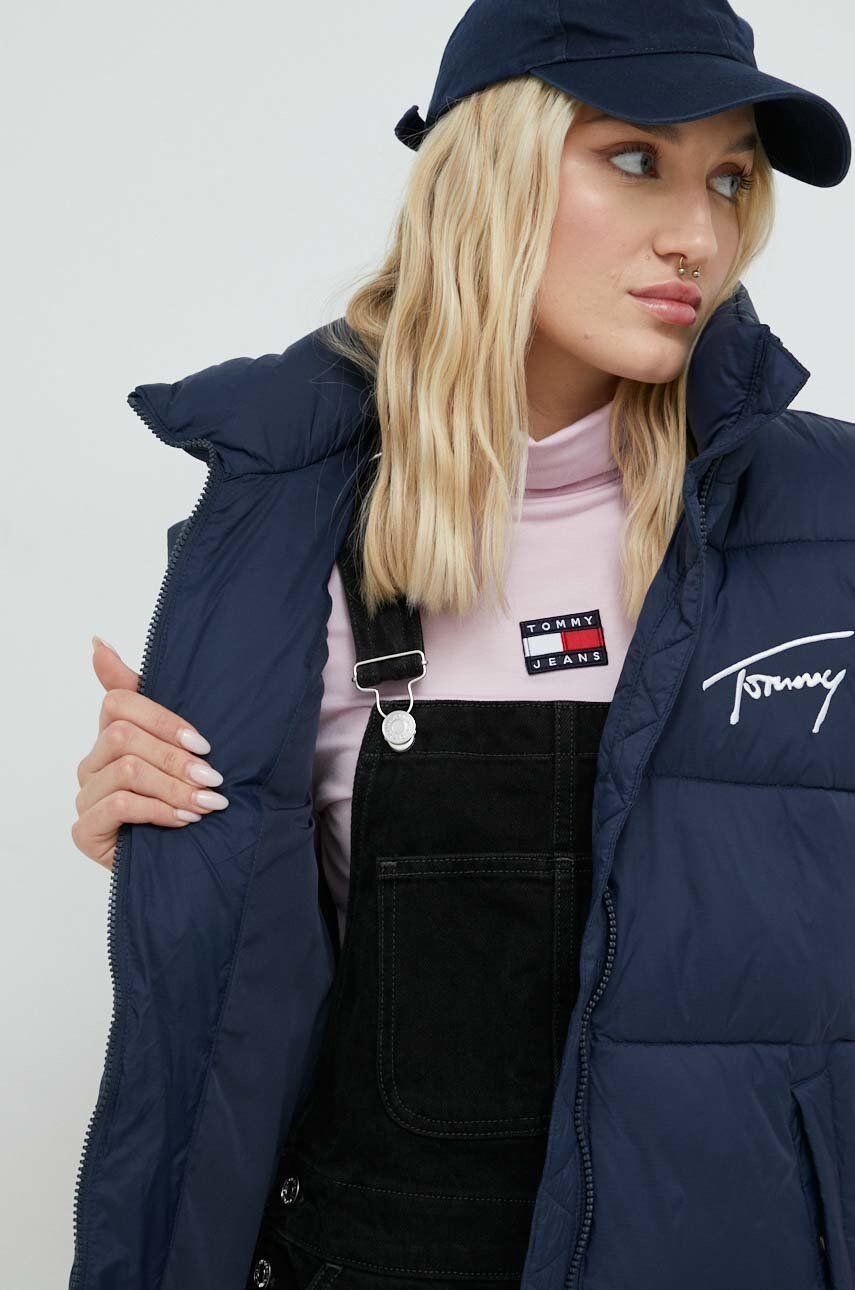 Tommy Jeans Brezrokavnik ženski mornarsko modra barva - Pepit.si