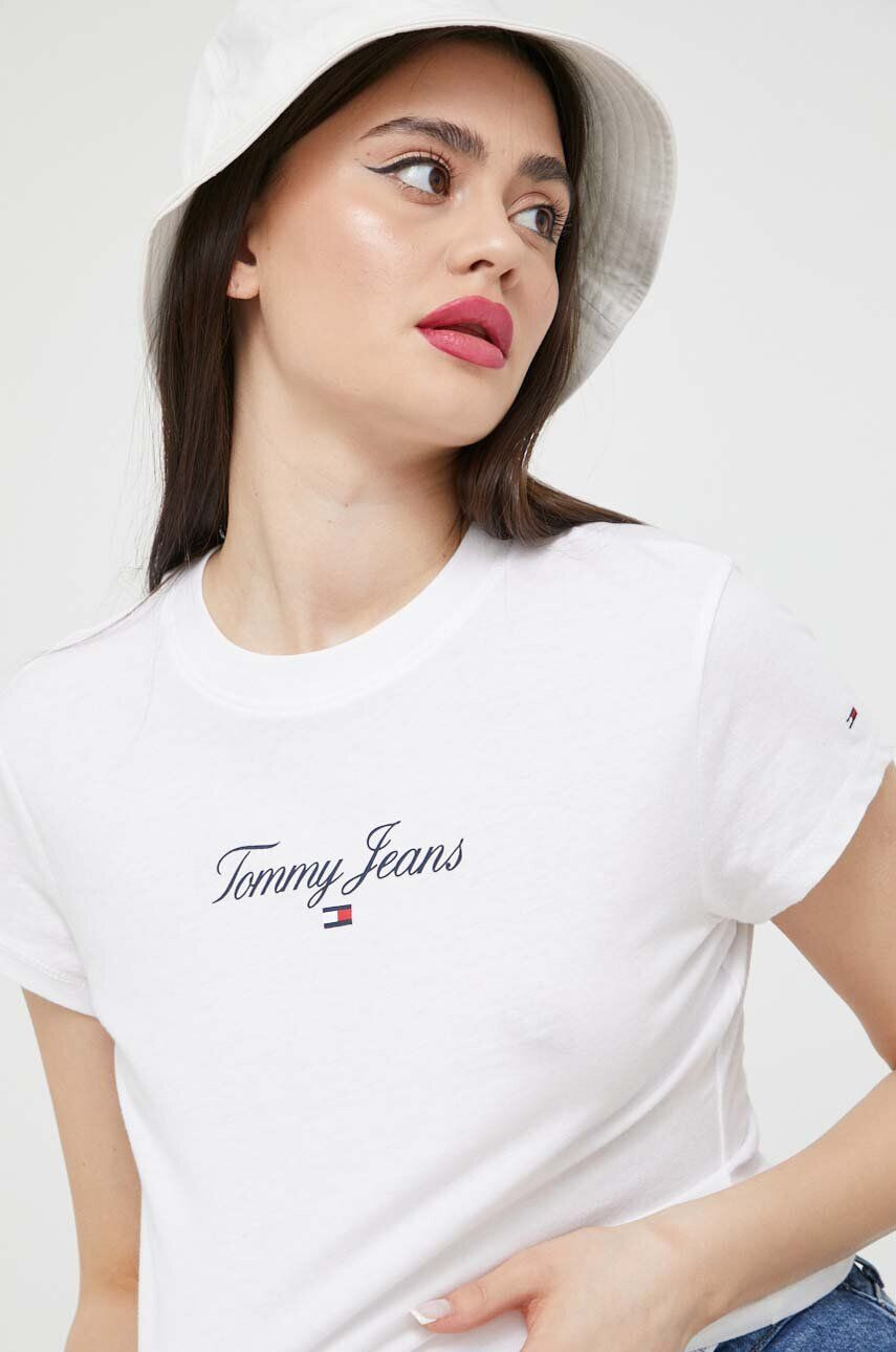 Tommy Jeans Kratka majica ženski bela barva - Pepit.si