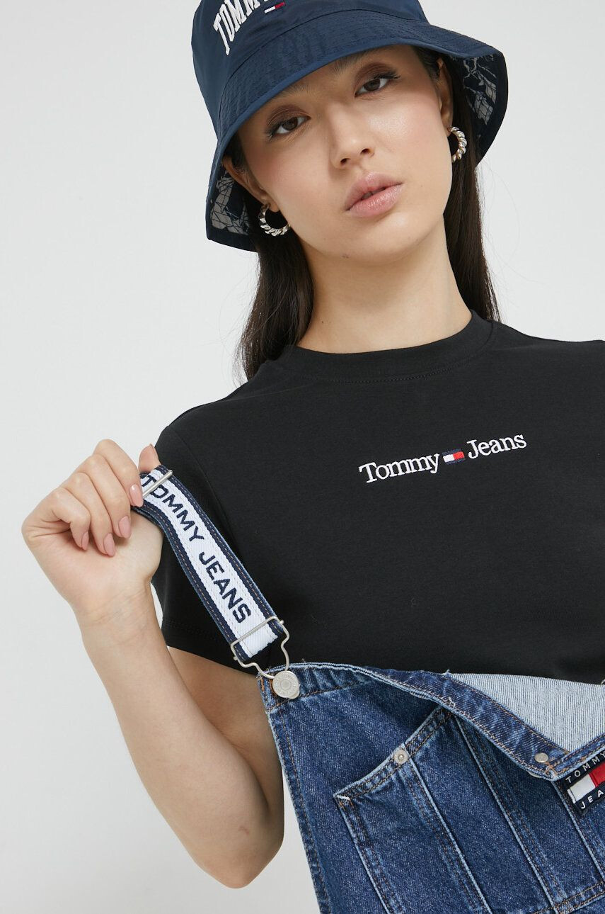 Tommy Jeans Kratka majica ženski črna barva - Pepit.si